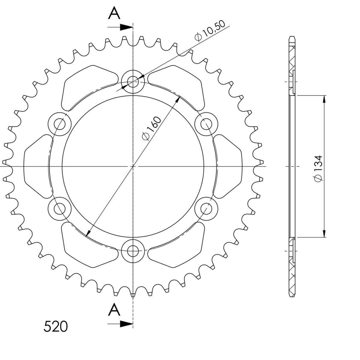 SUPERSPROX ALUMINUM REAR SPROCKET RAL-1308:48-BLK