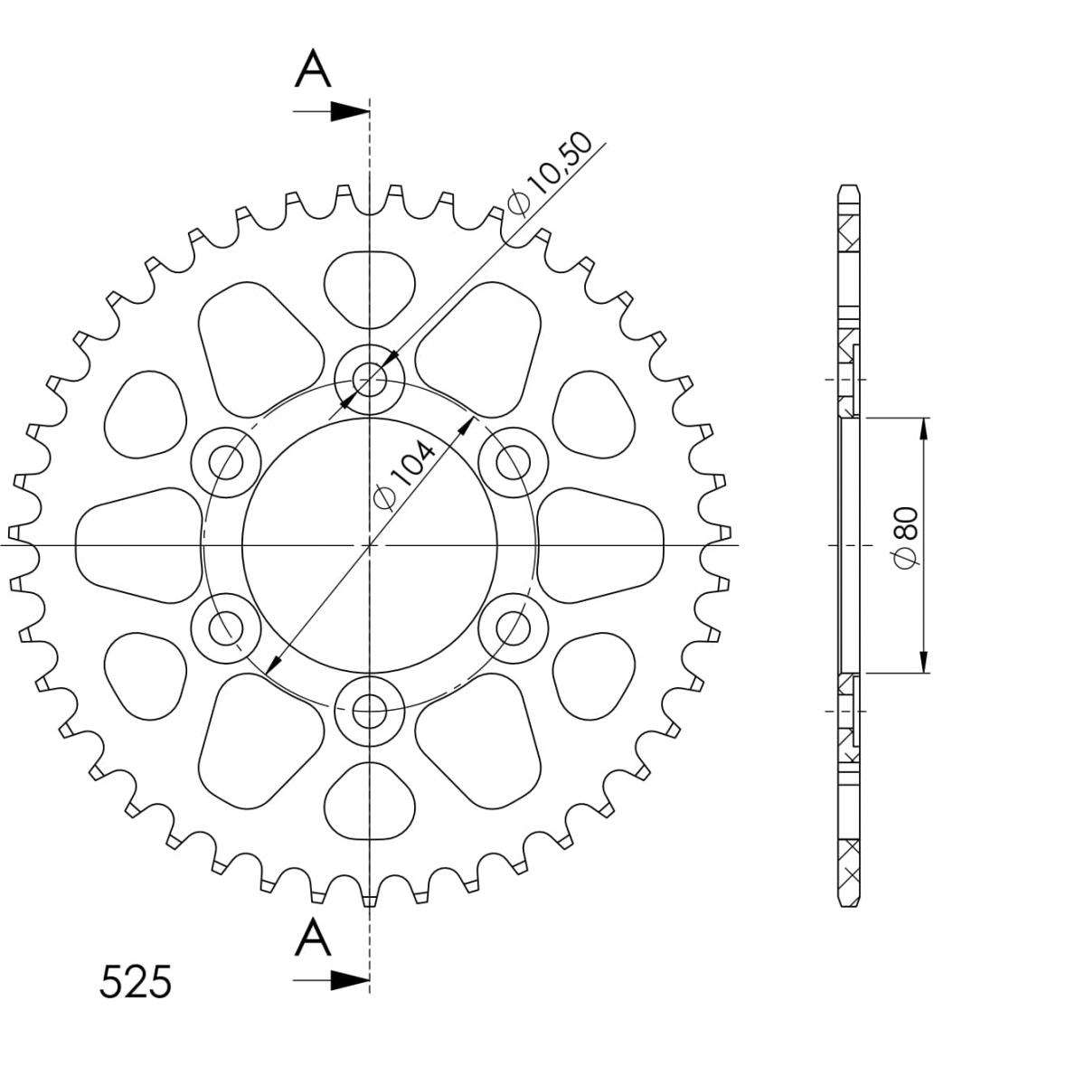 SUPERSPROX ALUMINUM REAR SPROCKET RAL-1489:43-BLK