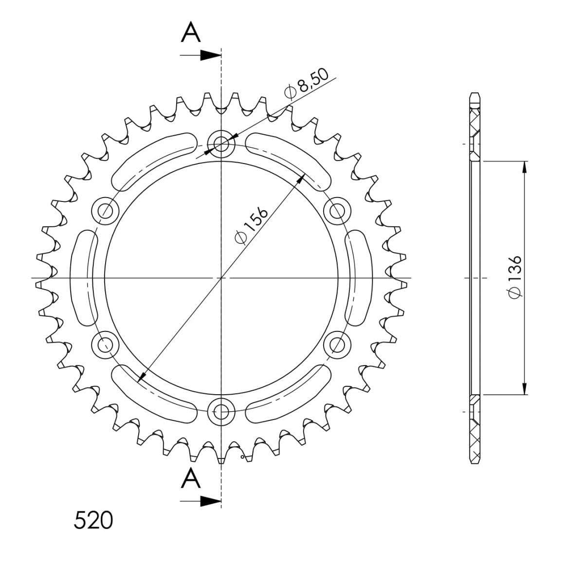 SUPERSPROX ALUMINUM REAR SPROCKET RAL-1512:41-BLK