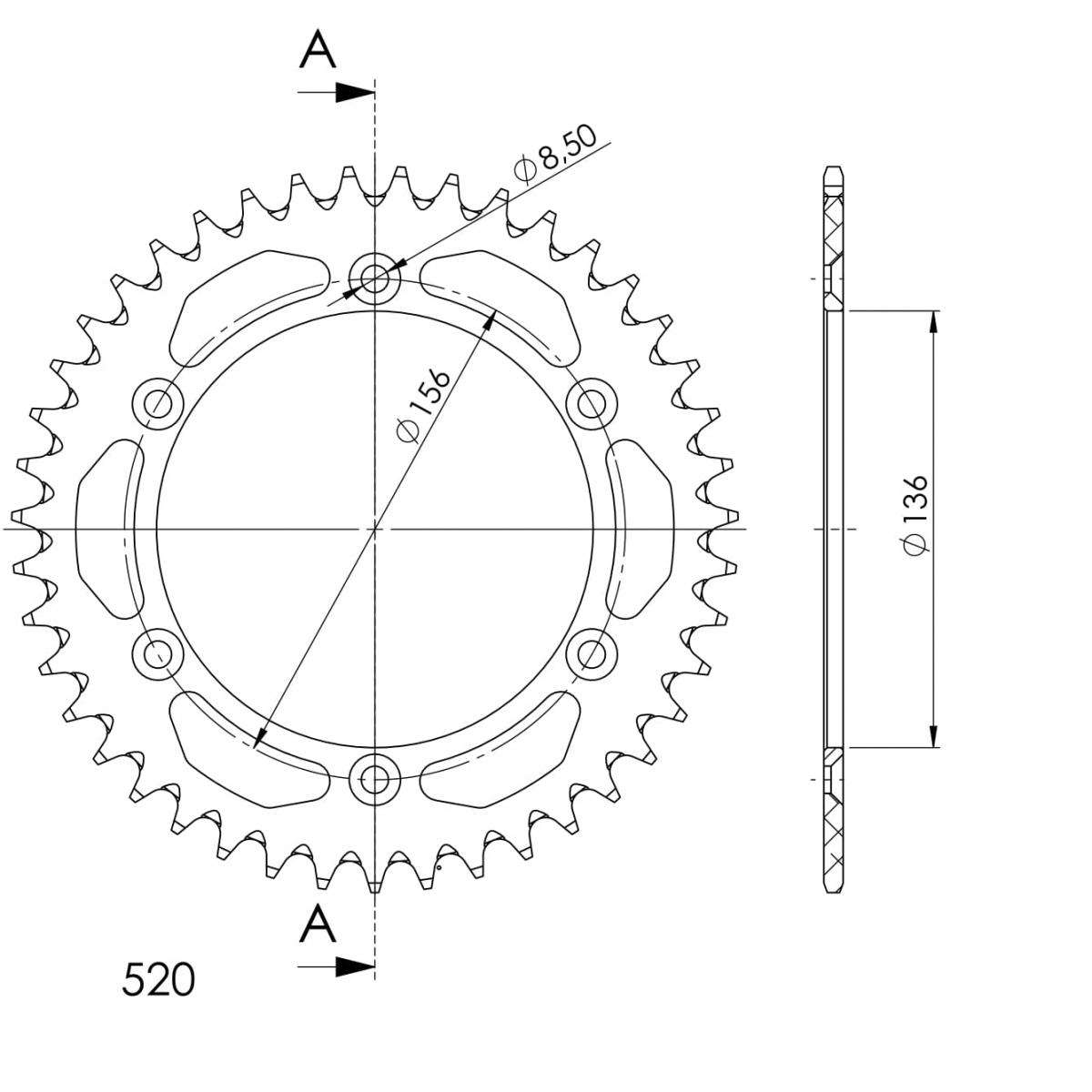 SUPERSPROX ALUMINUM REAR SPROCKET RAL-1512:42-GLD