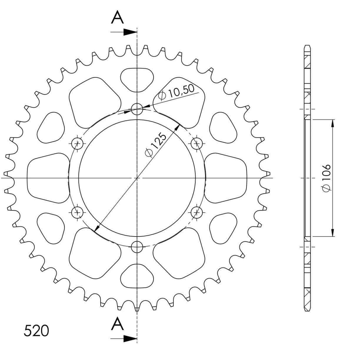 SUPERSPROX ALUMINUM REAR SPROCKET RAL-2013:46-BLK