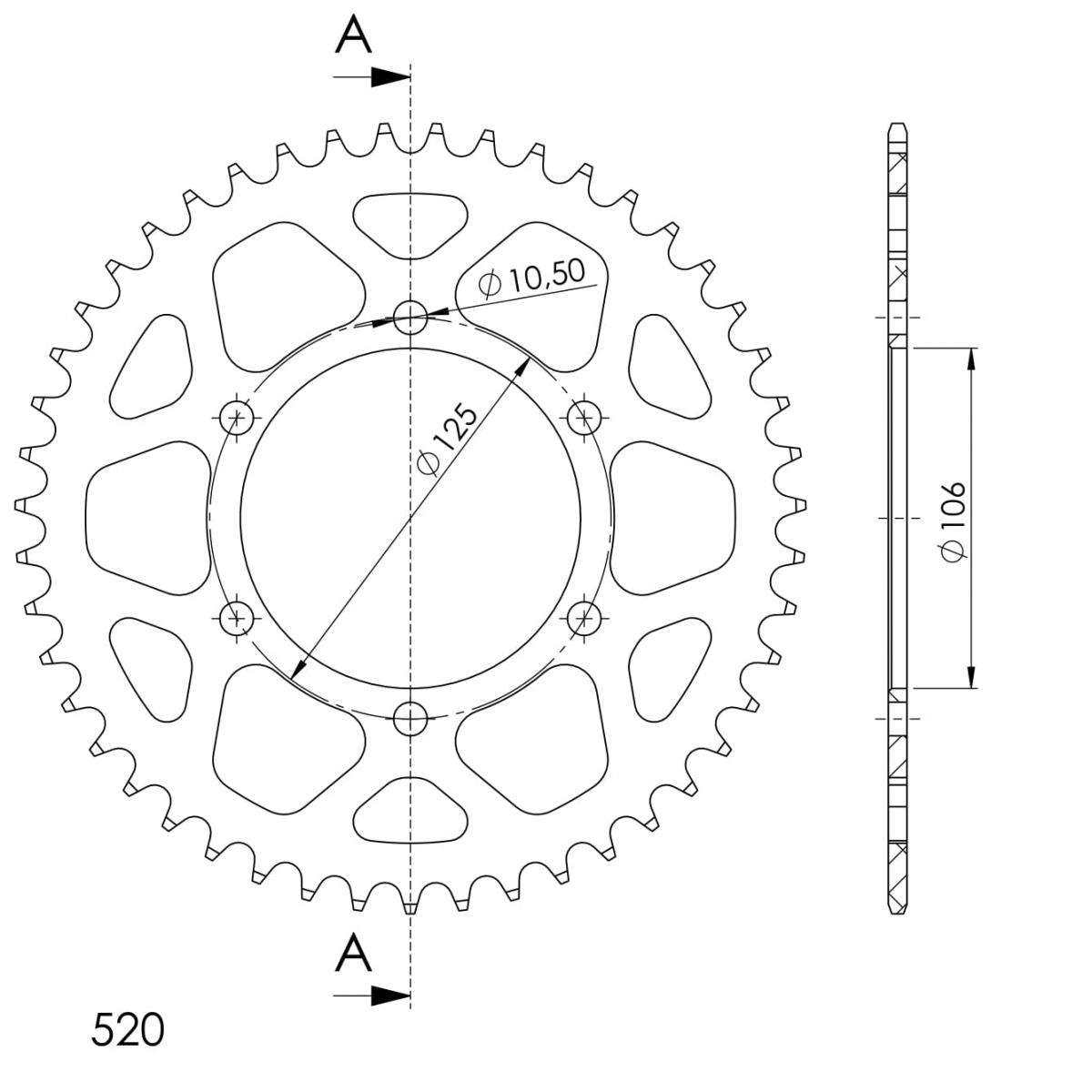 SUPERSPROX ALUMINUM REAR SPROCKET RAL-2013:47-BLK