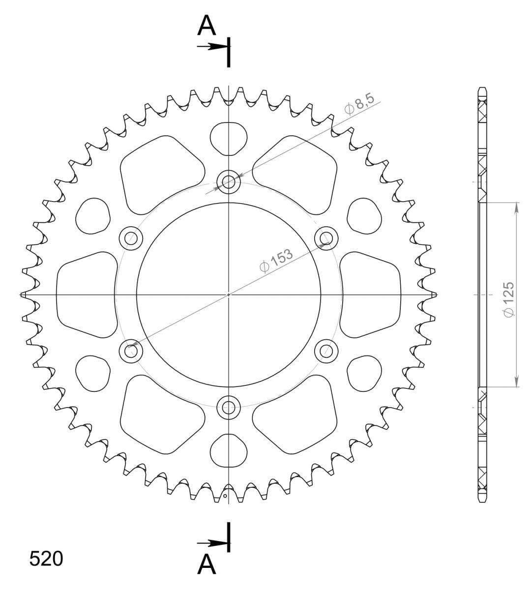 SUPERSPROX ALUMINUM REAR SPROCKET RAL-210:54-RED