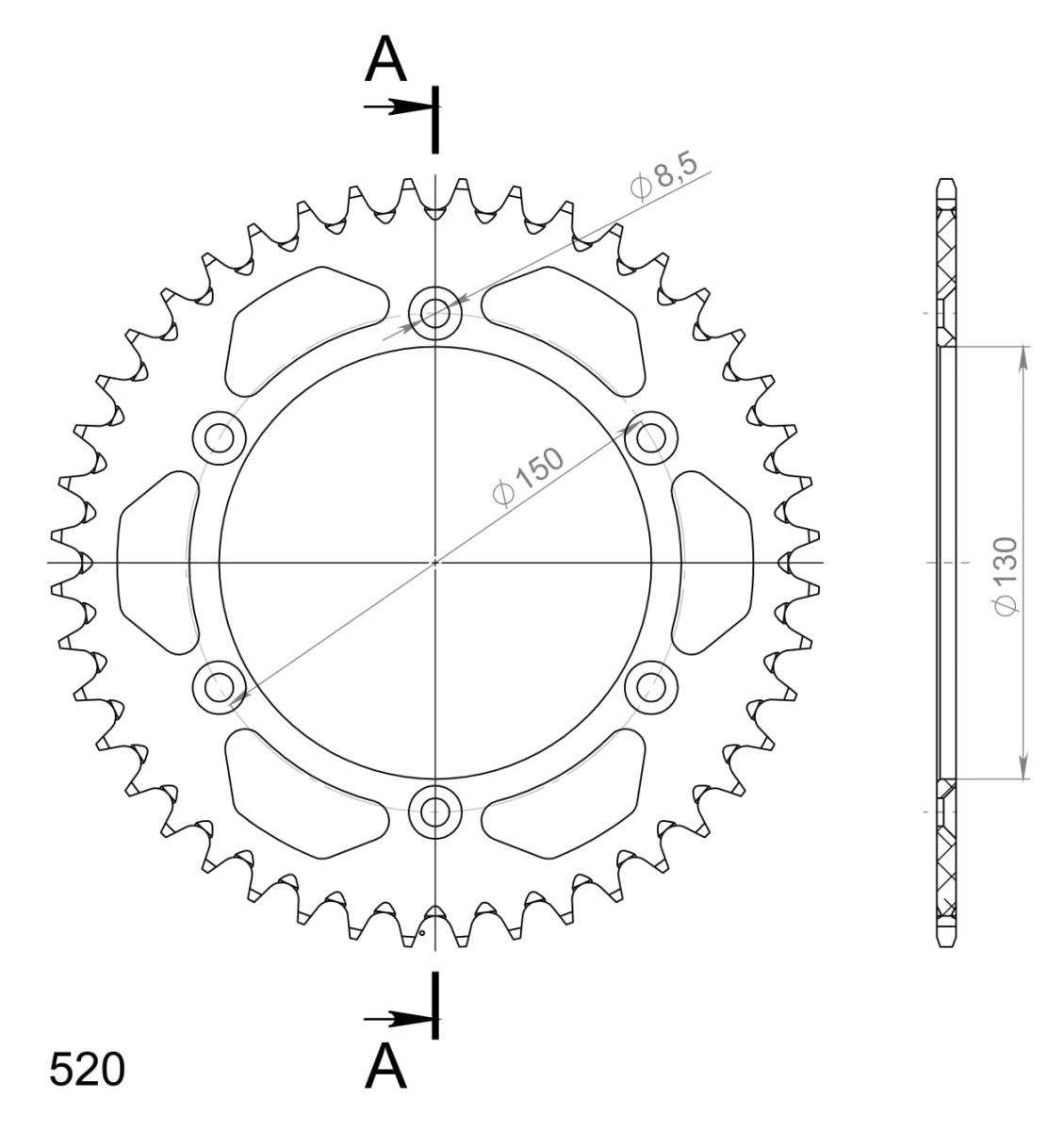 SUPERSPROX ALUMINUM REAR SPROCKET RAL-245:44-BLU