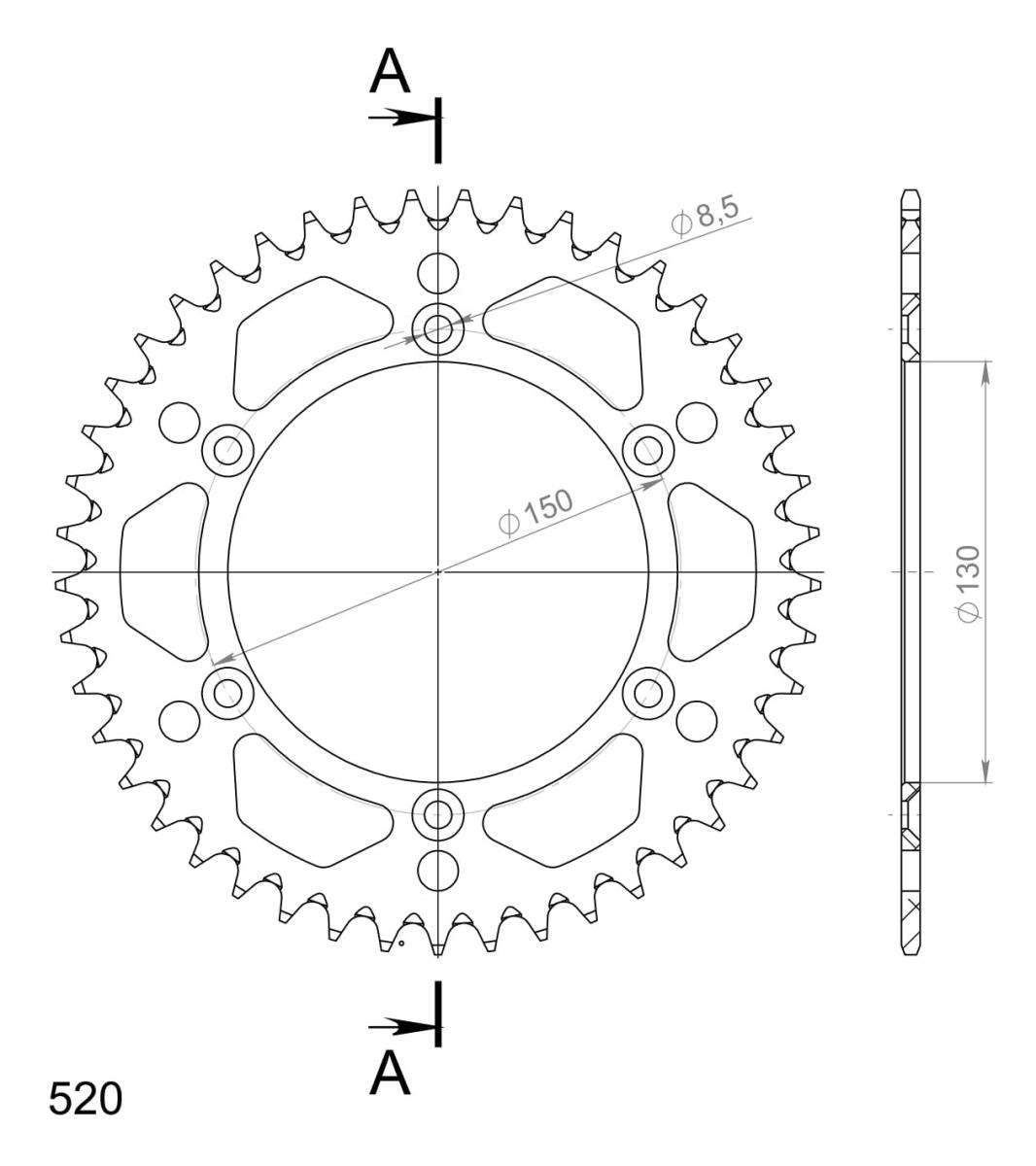 SUPERSPROX ALUMINUM REAR SPROCKET RAL-245:45-BLK
