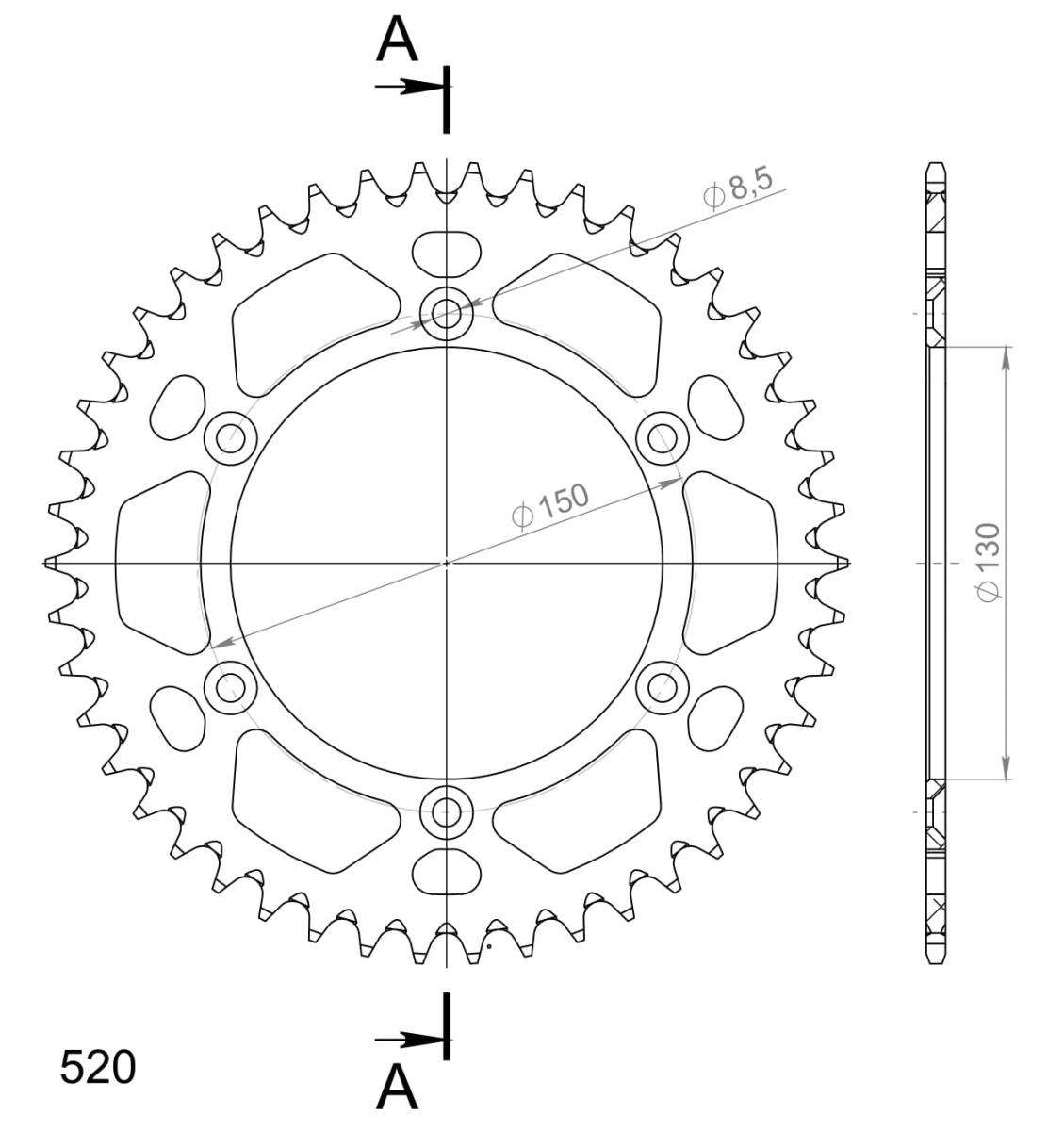 SUPERSPROX ALUMINUM REAR SPROCKET RAL-245:46-GLD