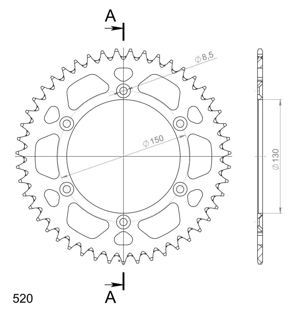 SUPERSPROX ALUMINUM REAR SPROCKET RAL-245:47-GLD