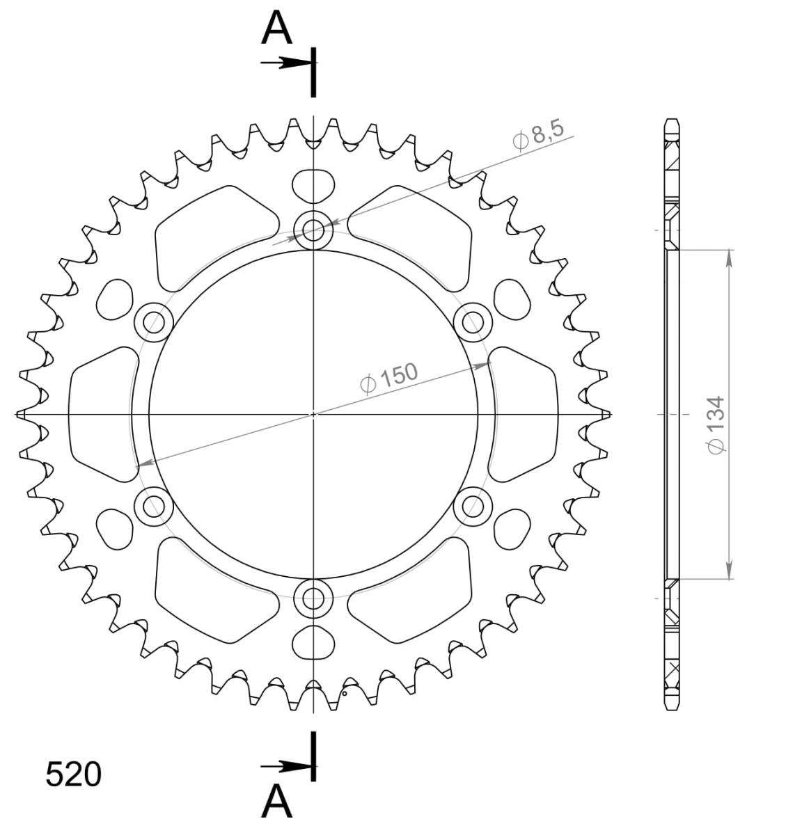 SUPERSPROX ALUMINUM REAR SPROCKET RAL-460:46-BLU