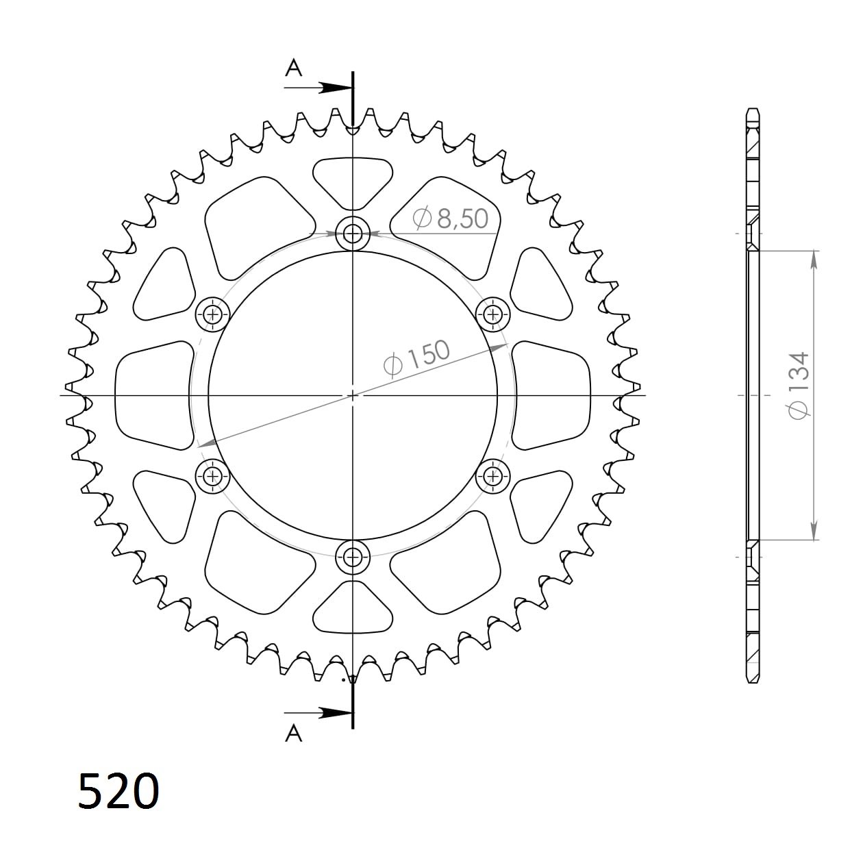 SUPERSPROX ALUMINUM REAR SPROCKET RAL-460:50-BLK - Image 2