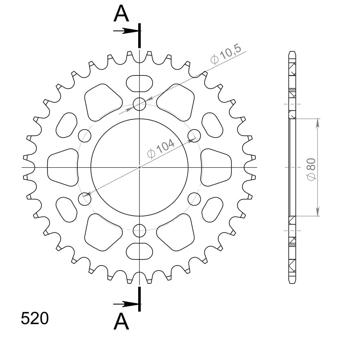 SUPERSPROX ALUMINUM REAR SPROCKET RAL-478:36-BLK