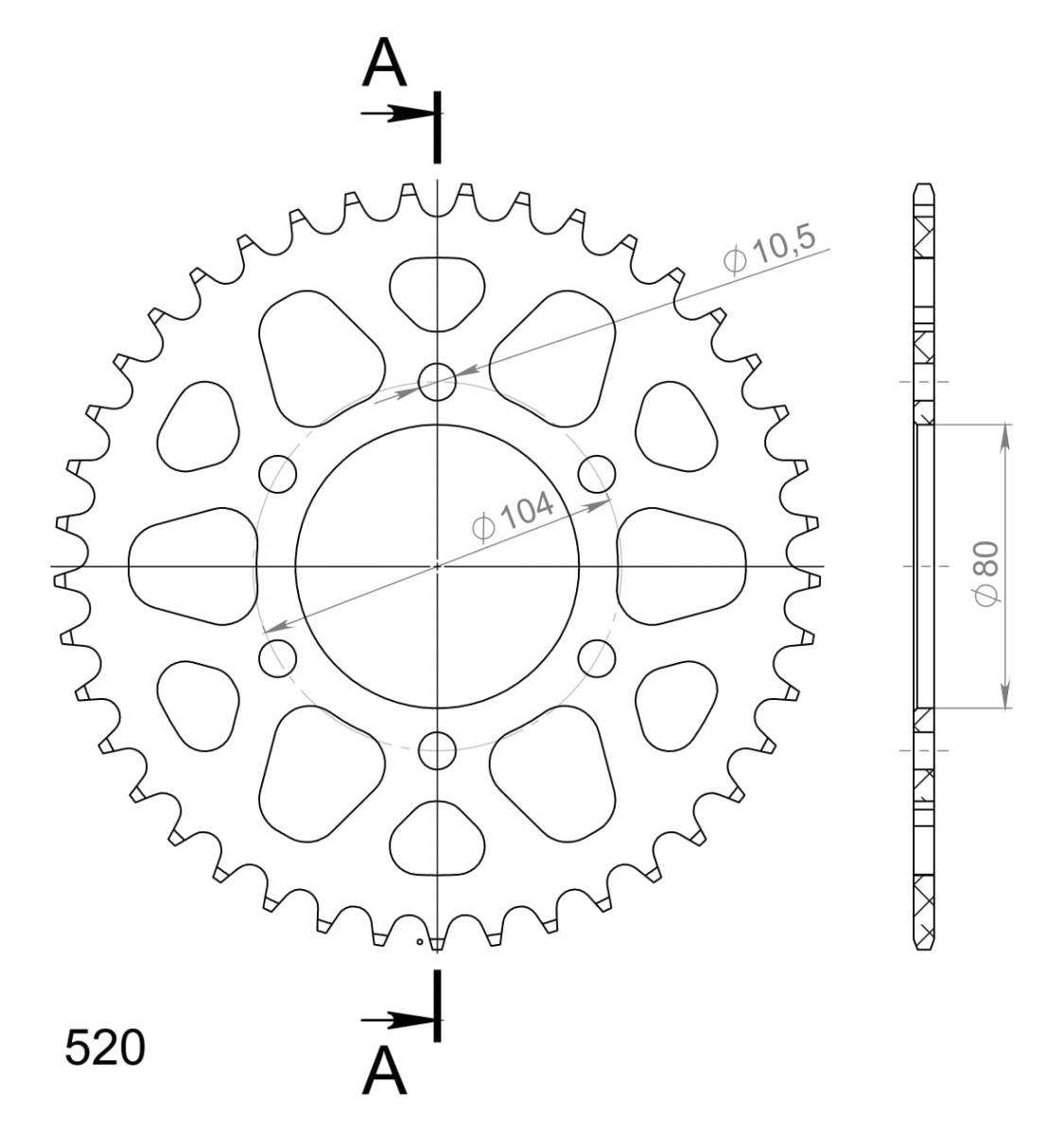 SUPERSPROX ALUMINUM REAR SPROCKET RAL-478:41-GRN