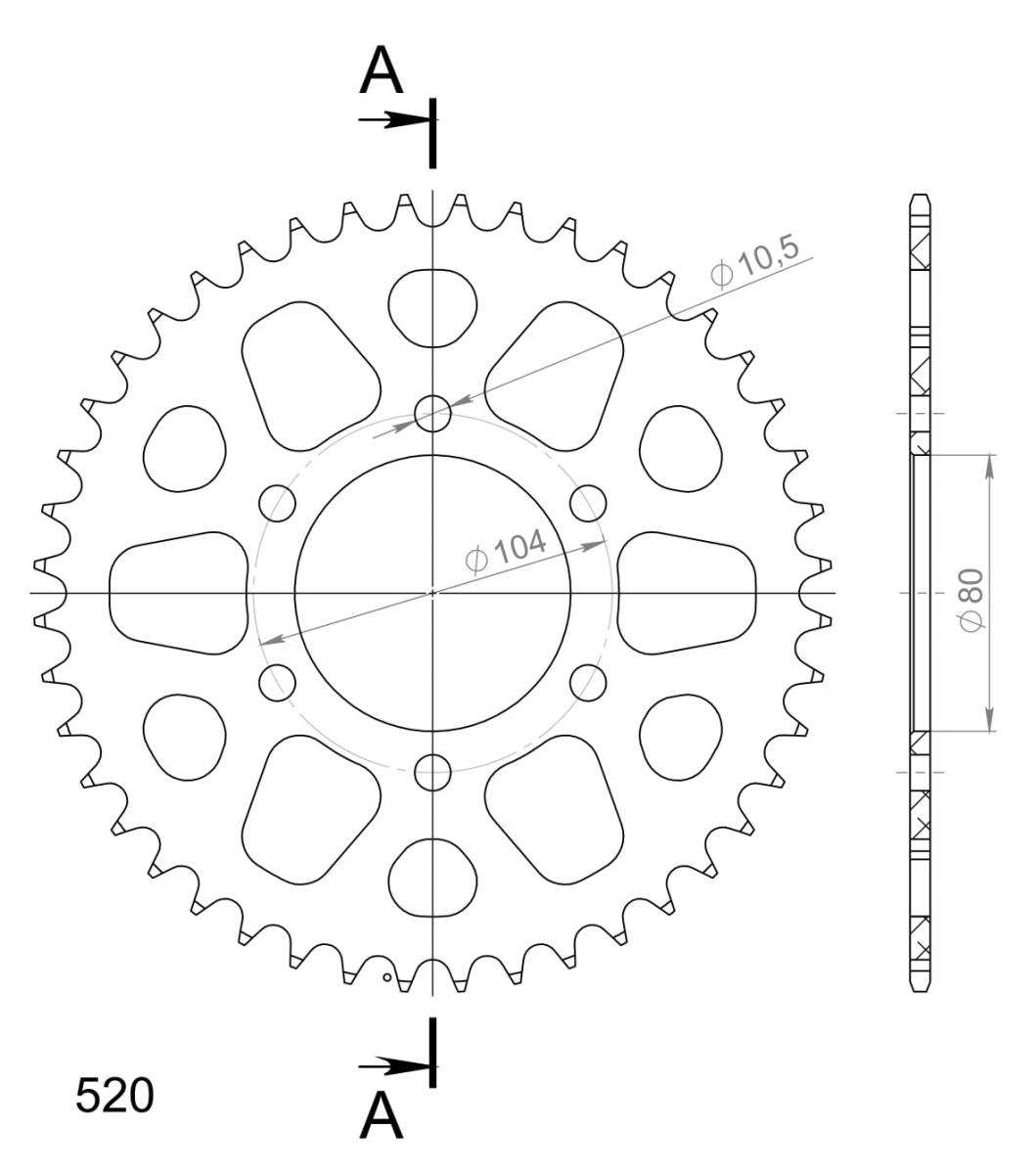 SUPERSPROX ALUMINUM REAR SPROCKET RAL-478:44-GLD
