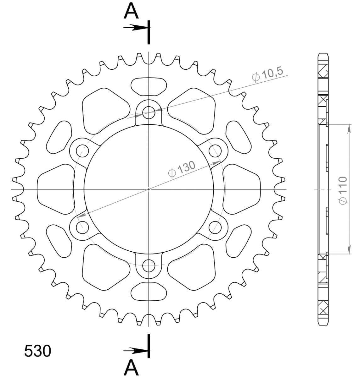 SUPERSPROX ALUMINUM REAR SPROCKET RAL-479:44-RED