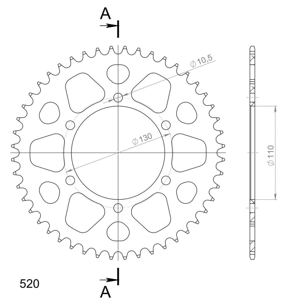 SUPERSPROX ALUMINUM REAR SPROCKET RAL-486:48-BLK