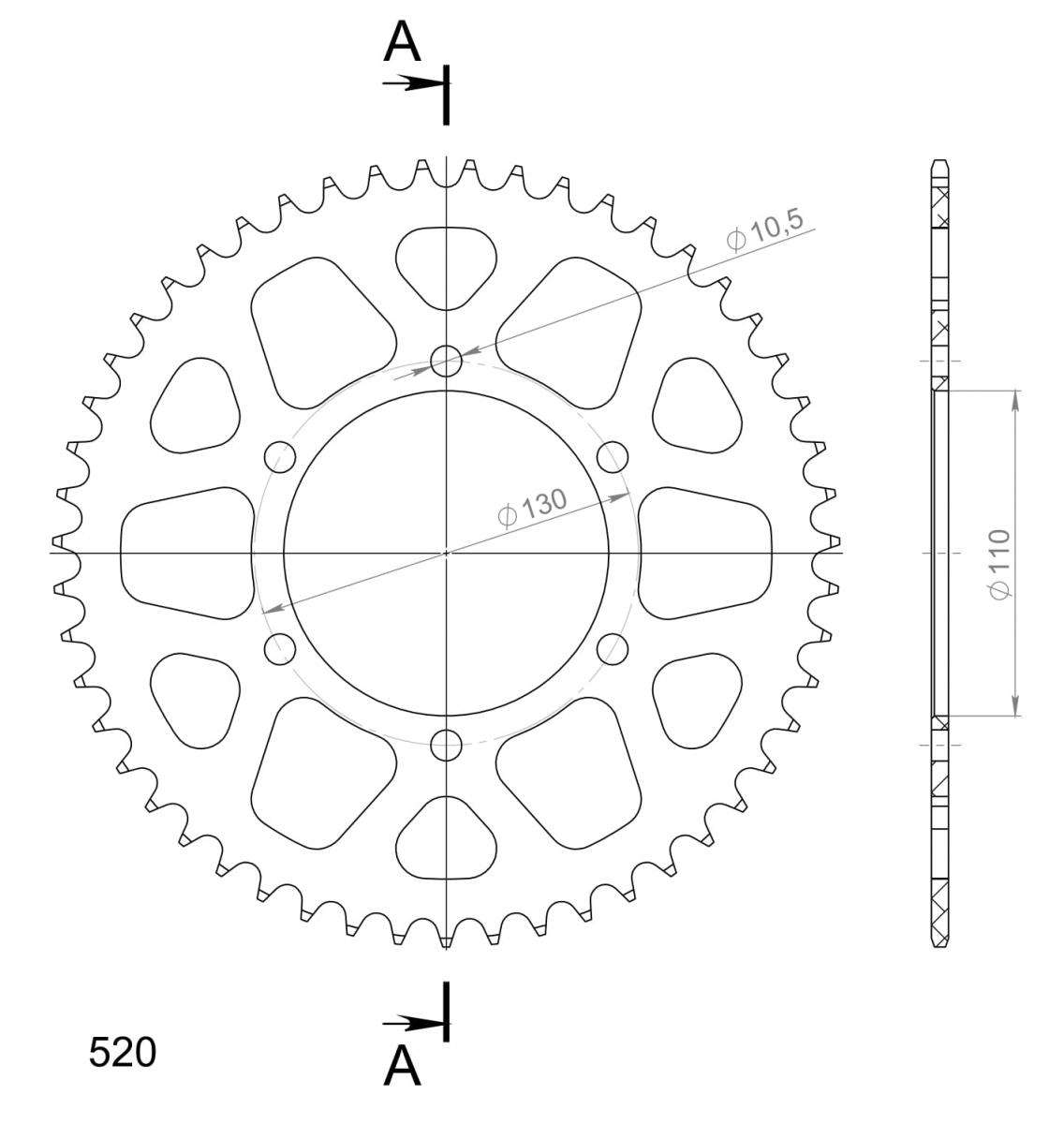 SUPERSPROX ALUMINUM REAR SPROCKET RAL-486:51-BLK
