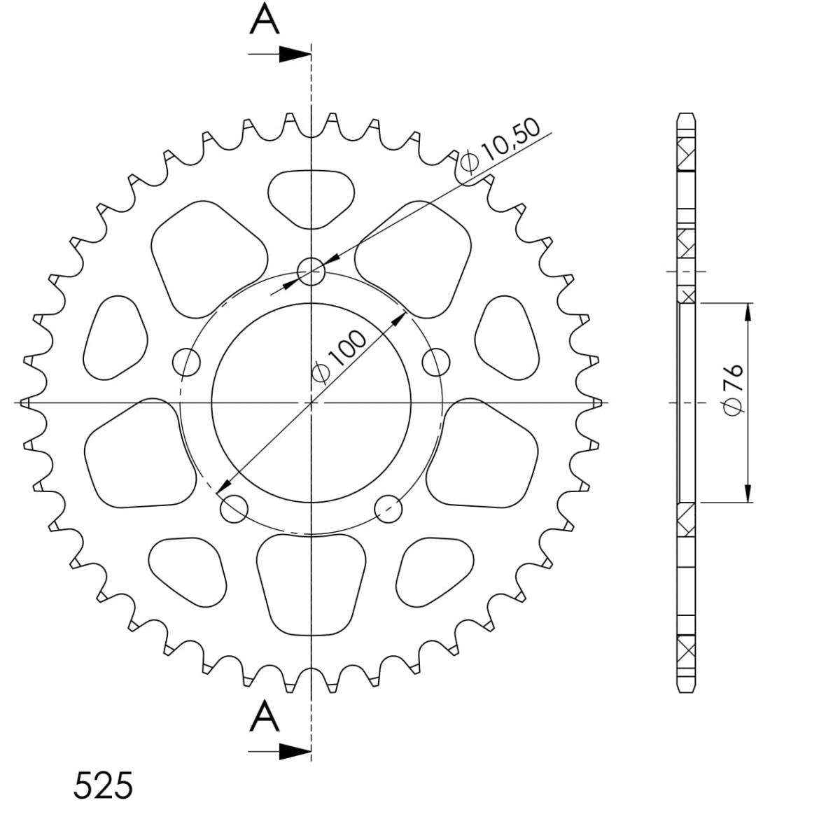 SUPERSPROX ALUMINUM REAR SPROCKET RAL-7092:42-RED