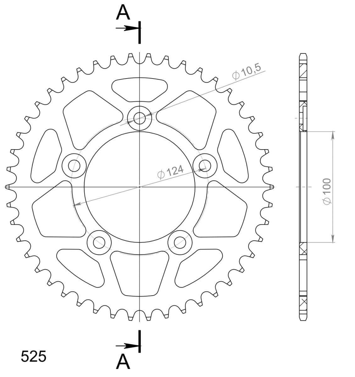 SUPERSPROX ALUMINUM REAR SPROCKET RAL-744:46-GLD