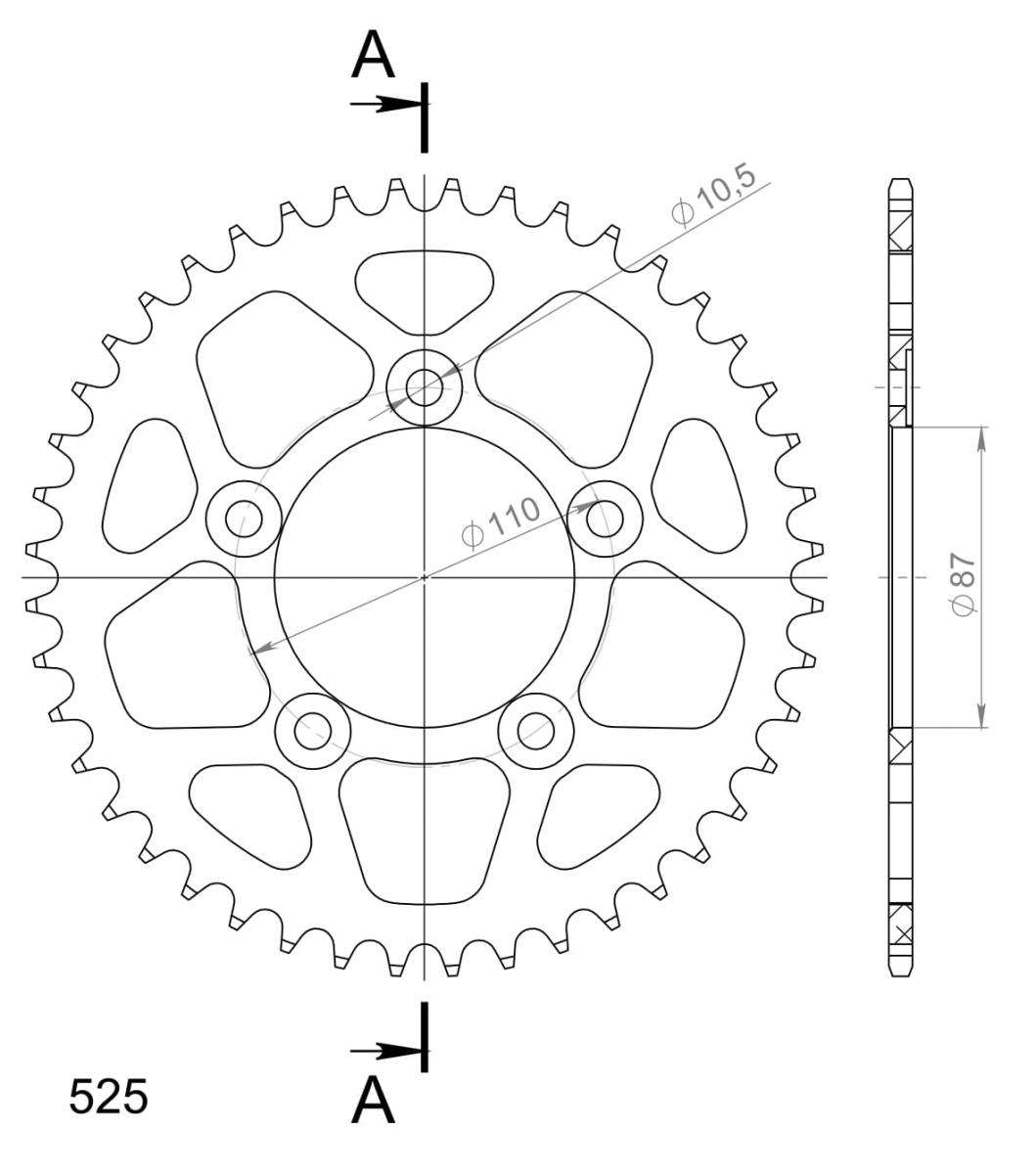 SUPERSPROX ALUMINUM REAR SPROCKET RAL-807:44-BLK