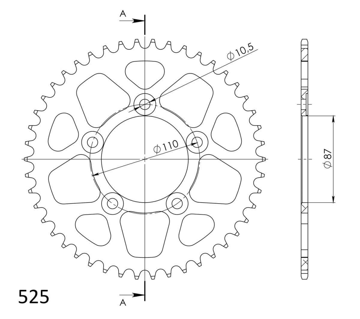SUPERSPROX ALUMINUM REAR SPROCKET RAL-807:46-BLK