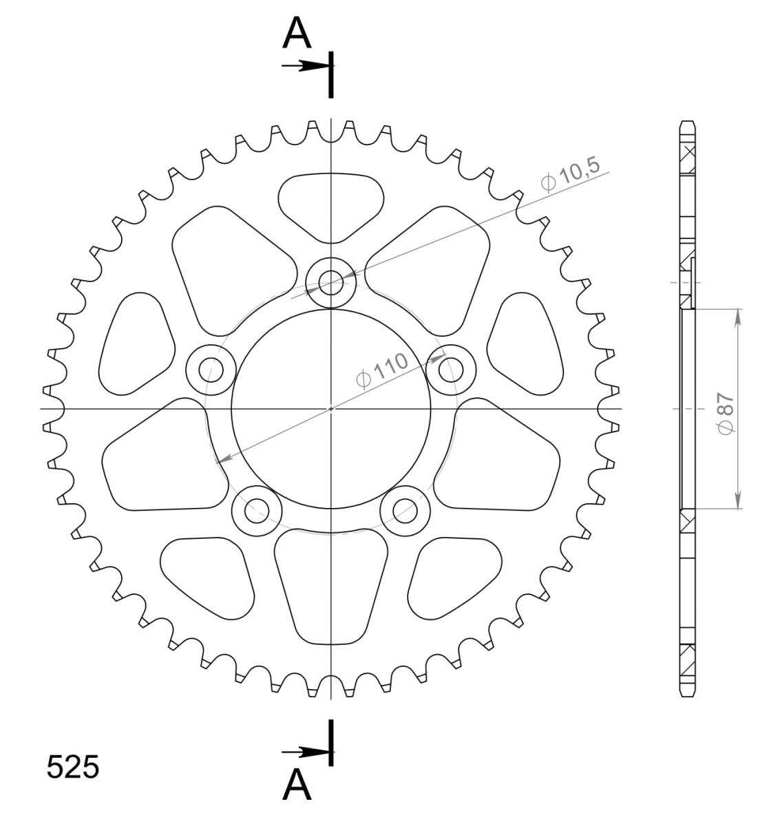 SUPERSPROX ALUMINUM REAR SPROCKET RAL-807:48-BLK