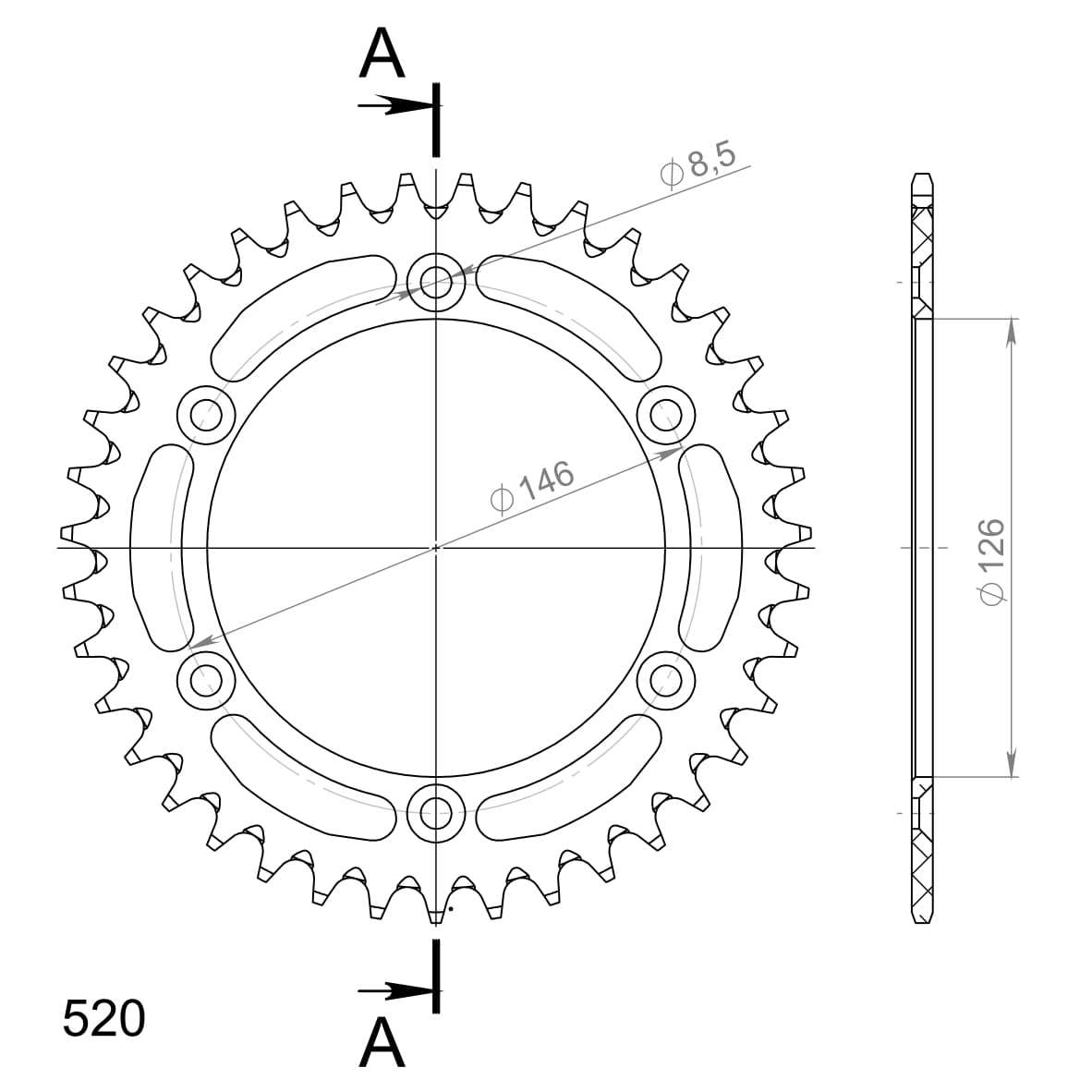 SUPERSPROX ALUMINUM REAR SPROCKET RAL-808:39-BLK