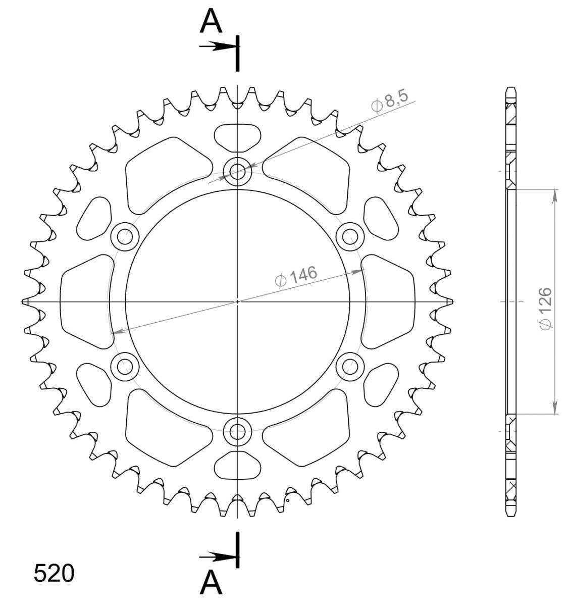 SUPERSPROX ALUMINUM REAR SPROCKET RAL-808:46-GLD