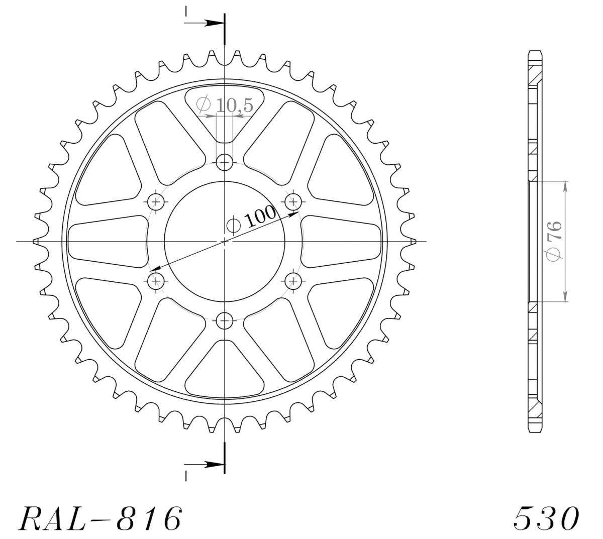 SUPERSPROX ALUMINUM REAR SPROCKET RAL-816:47-BLK
