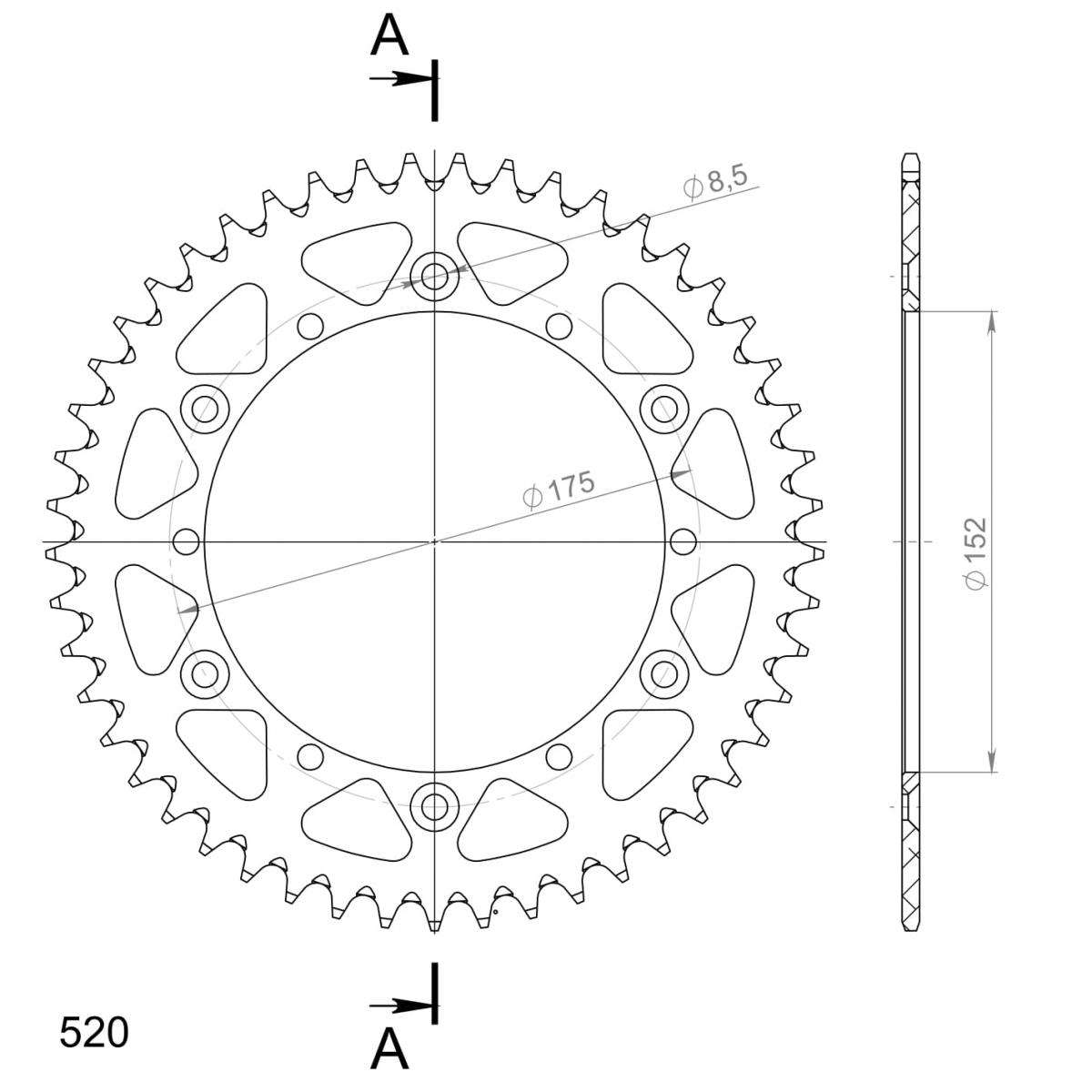 SUPERSPROX ALUMINUM REAR SPROCKET RAL-853:49-GLD