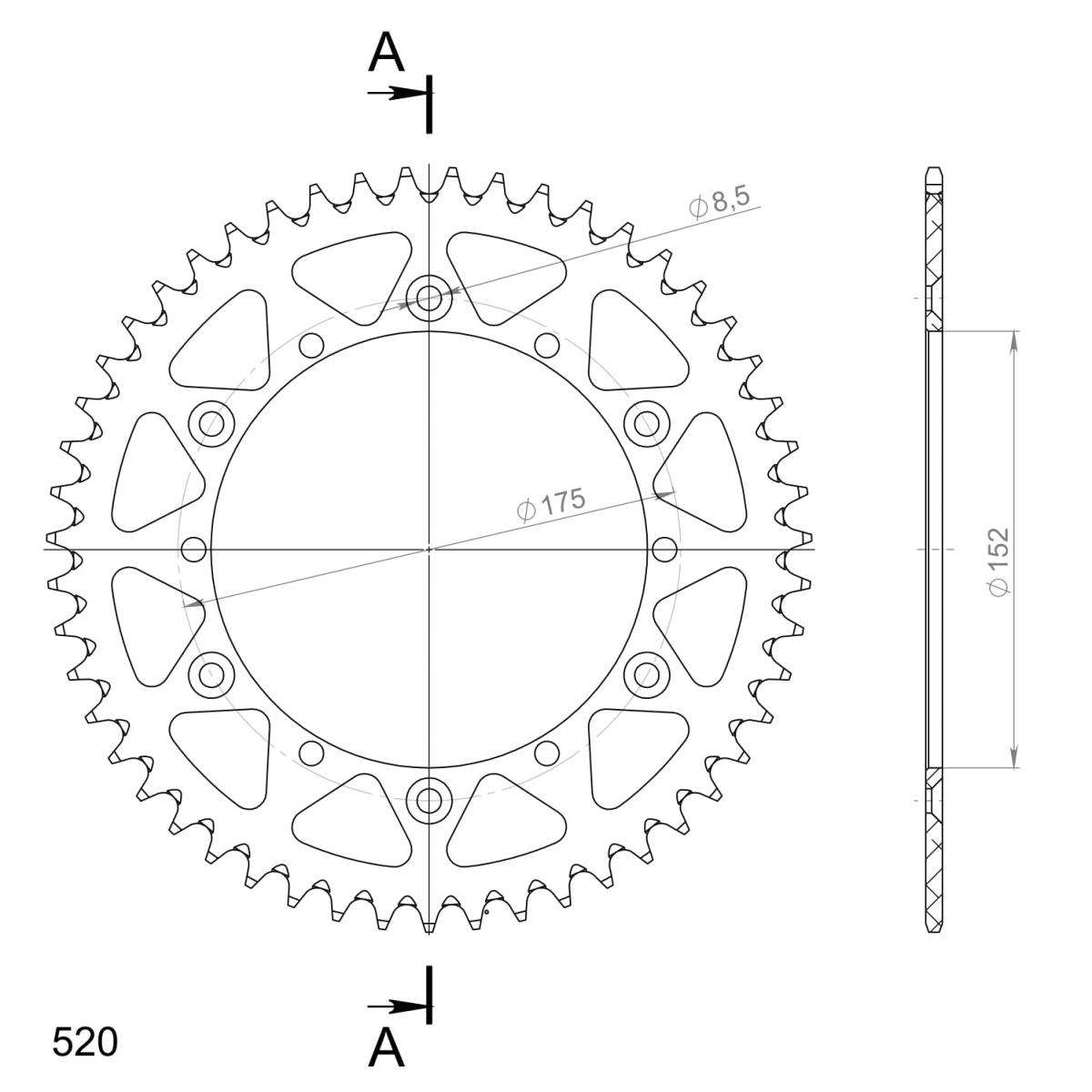SUPERSPROX ALUMINUM REAR SPROCKET RAL-853:51-GLD