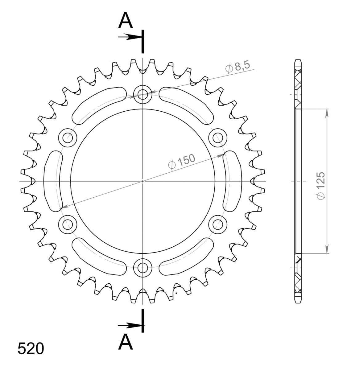 SUPERSPROX ALUMINUM REAR SPROCKET RAL-990:40-GLD