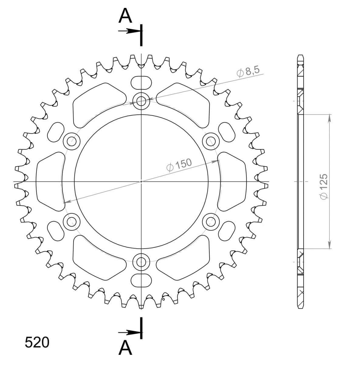 SUPERSPROX ALUMINUM REAR SPROCKET RAL-990:45-ORG