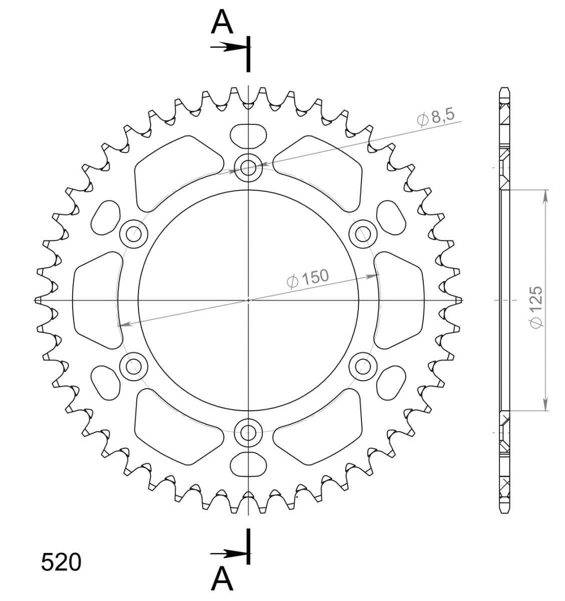 SUPERSPROX ALUMINUM REAR SPROCKET RAL-990:46-SLV