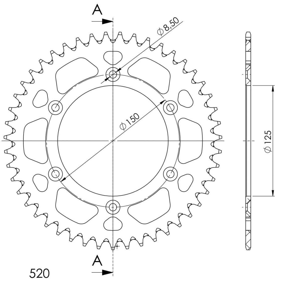 SUPERSPROX ALUMINUM REAR SPROCKET RAL-990:47-BLK