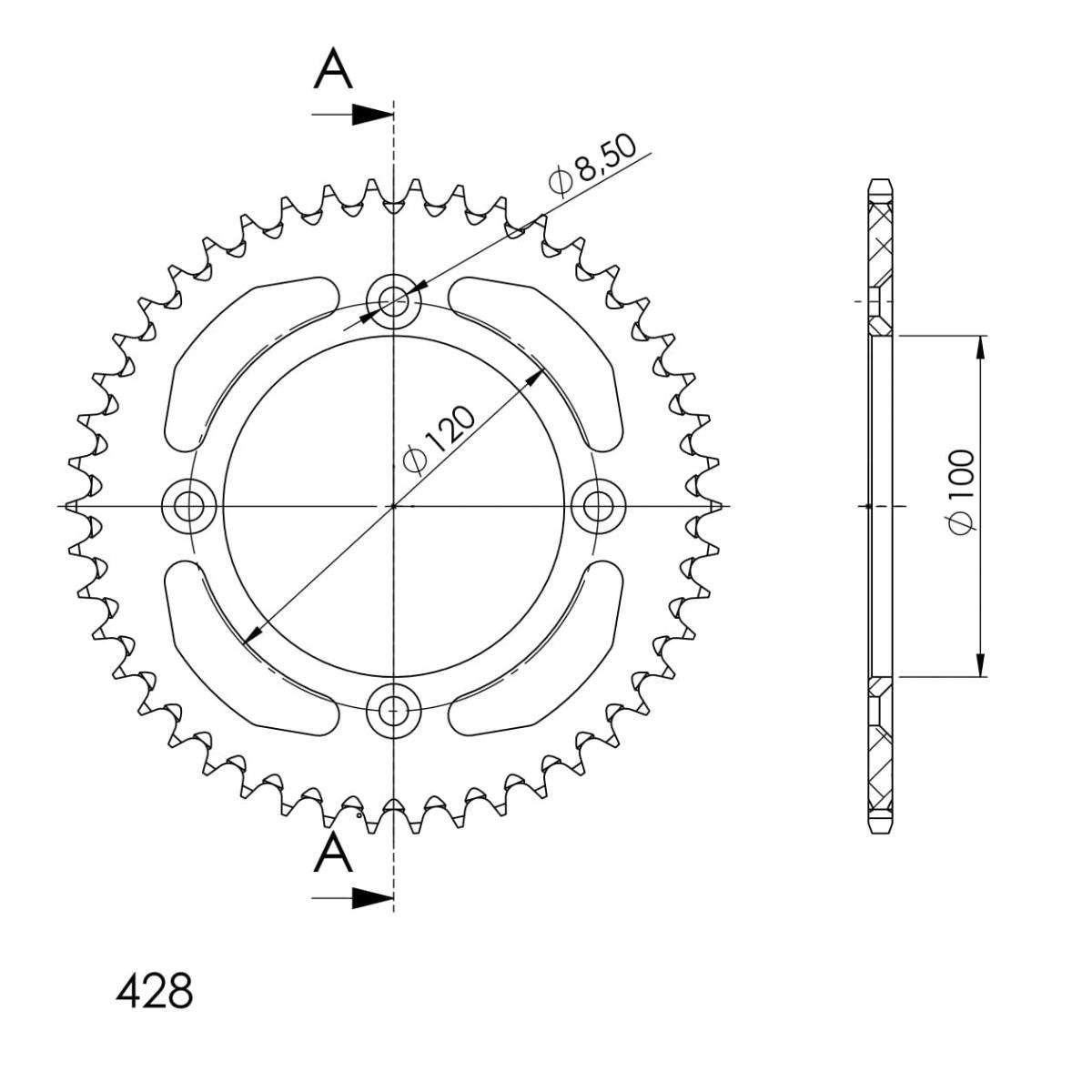 SUPERSPROX ALUMINUM REAR SPROCKET RAL-998:44-BLK