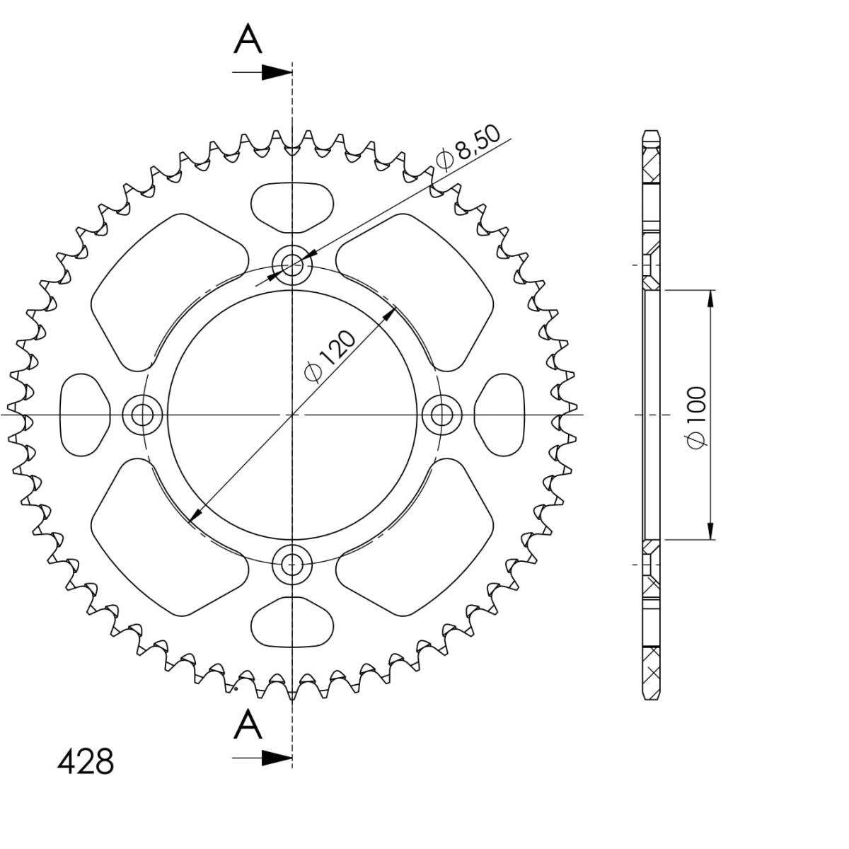 SUPERSPROX ALUMINUM REAR SPROCKET RAL-998:55-BLK