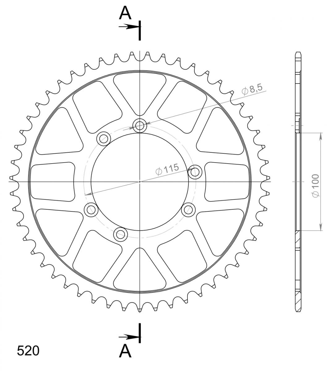 SUPERSPROX STEEL REAR SPROCKET RFE-868:51-BLK