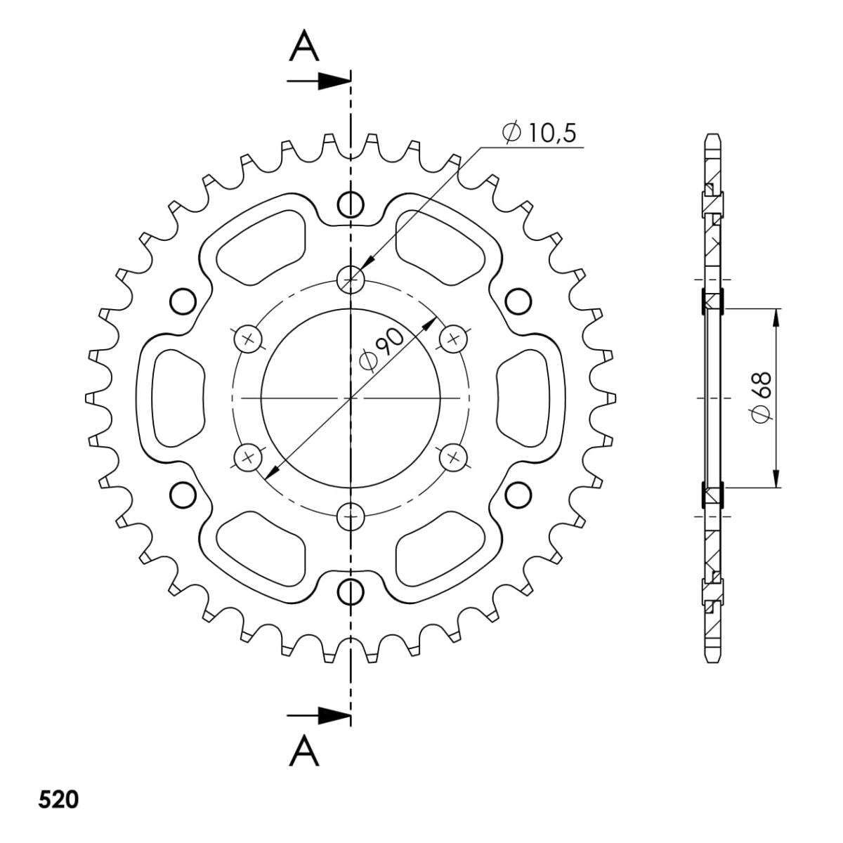 SUPERSPROX STEALTH REAR SPROCKET RST-1223:38-GLD