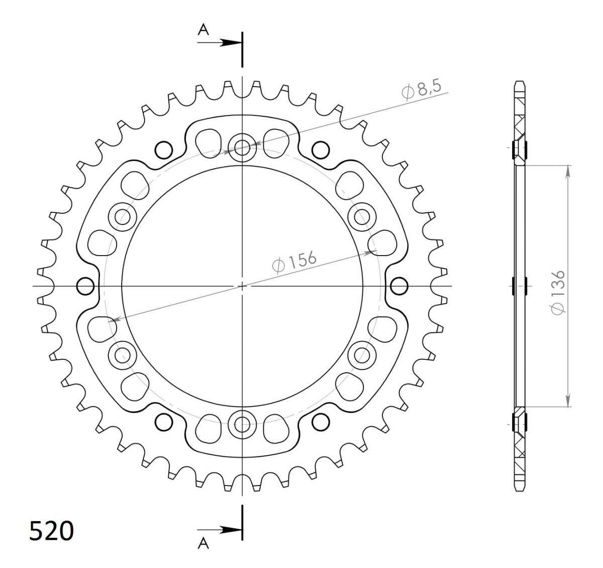 SUPERSPROX STEALTH REAR SPROCKET RST-1512:44-RED