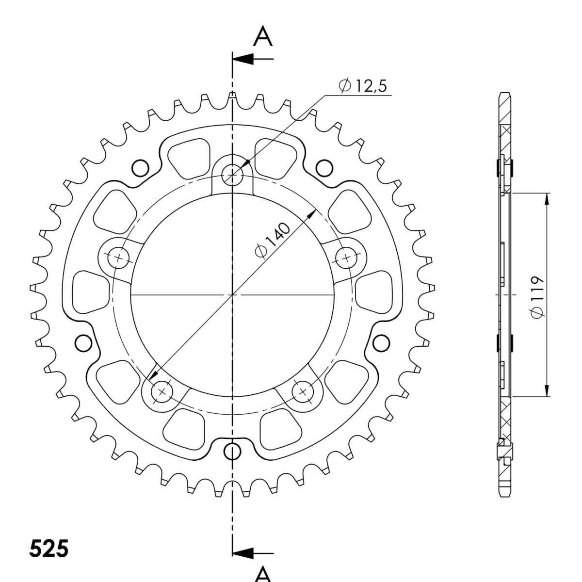 SUPERSPROX STEALTH REAR SPROCKET RST-1790:44-GLD