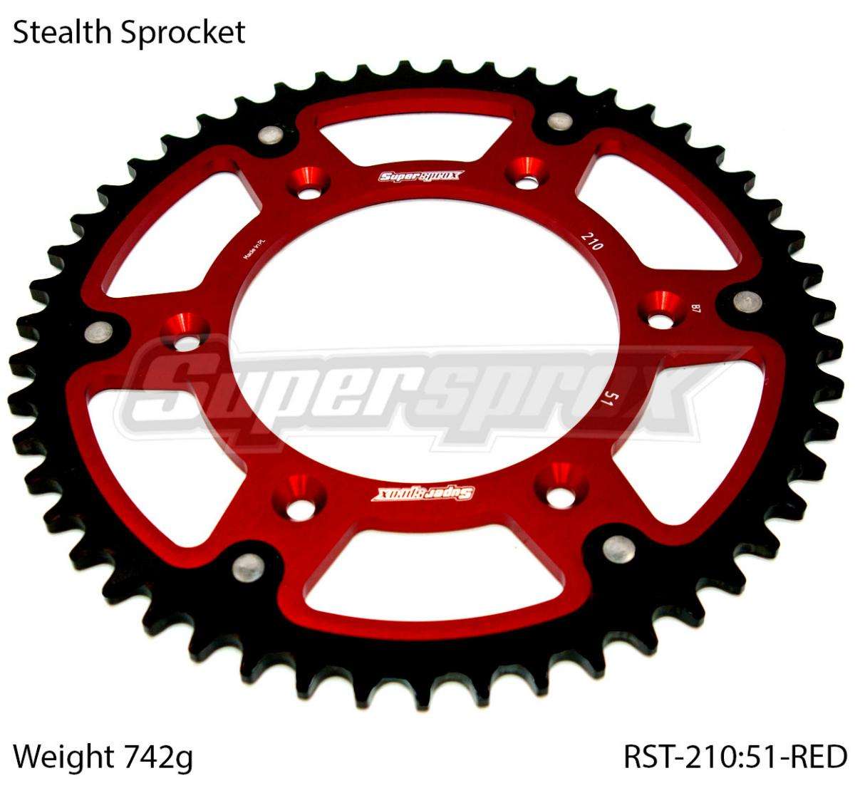 SUPERSPROX STEALTH REAR SPROCKET RST-210:51-RED