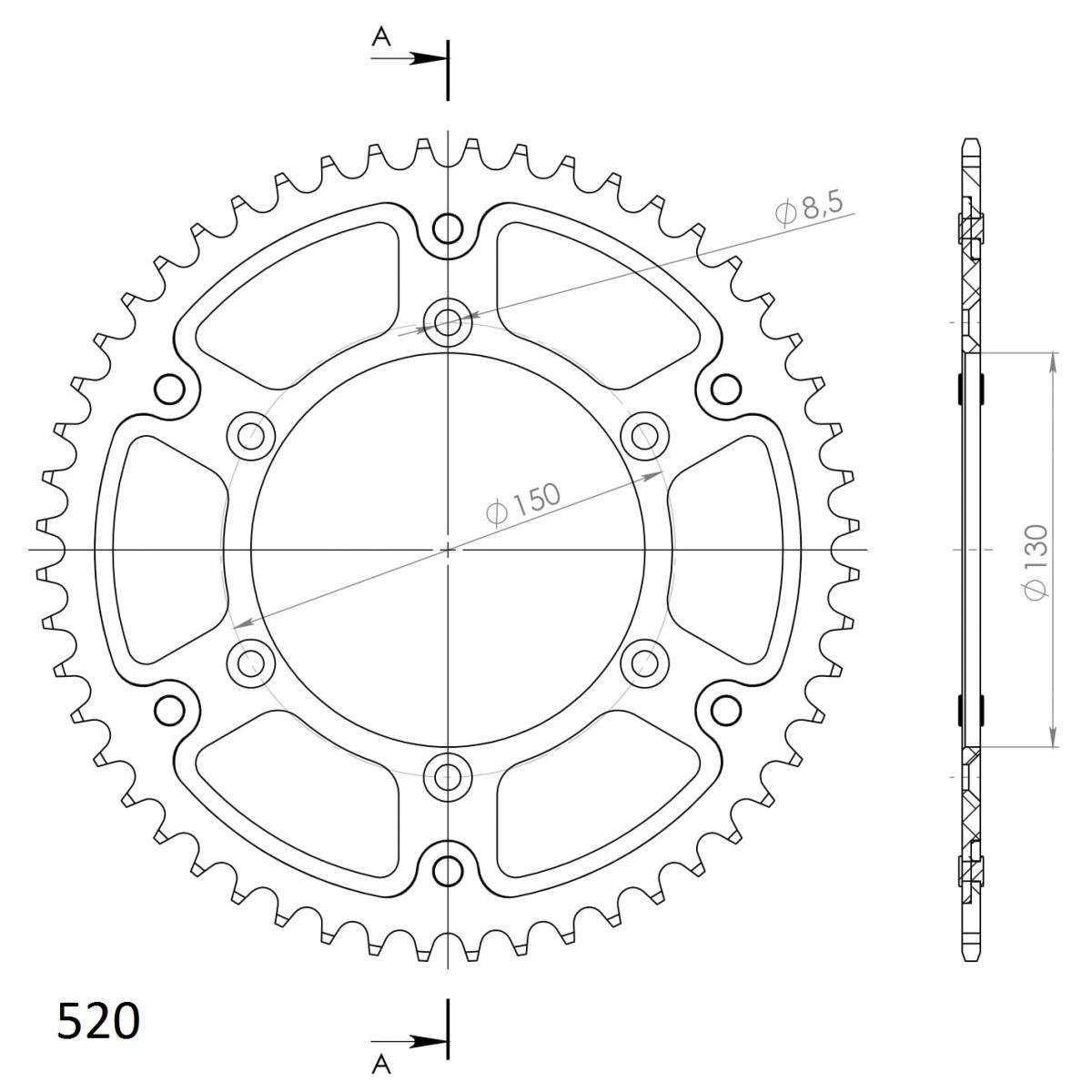 SUPERSPROX STEALTH REAR SPROCKET RST-245:52-GLD