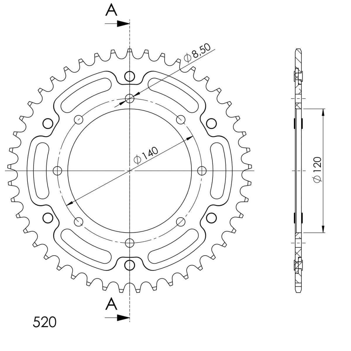 SUPERSPROX STEALTH REAR SPROCKET RST-487:45-GLD