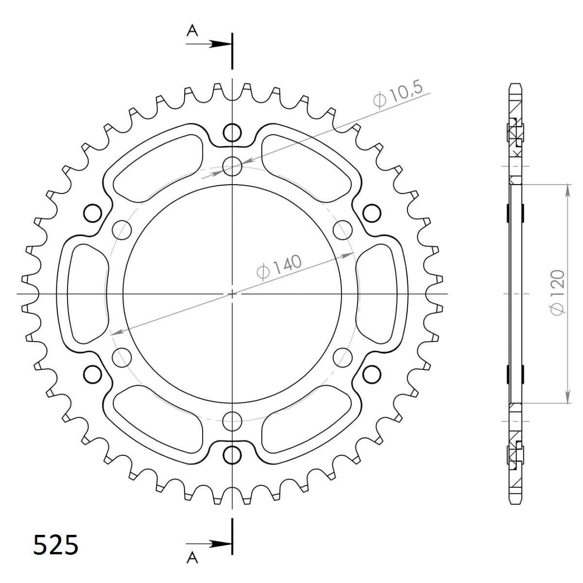 SUPERSPROX STEALTH REAR SPROCKET RST-498:44-BLK