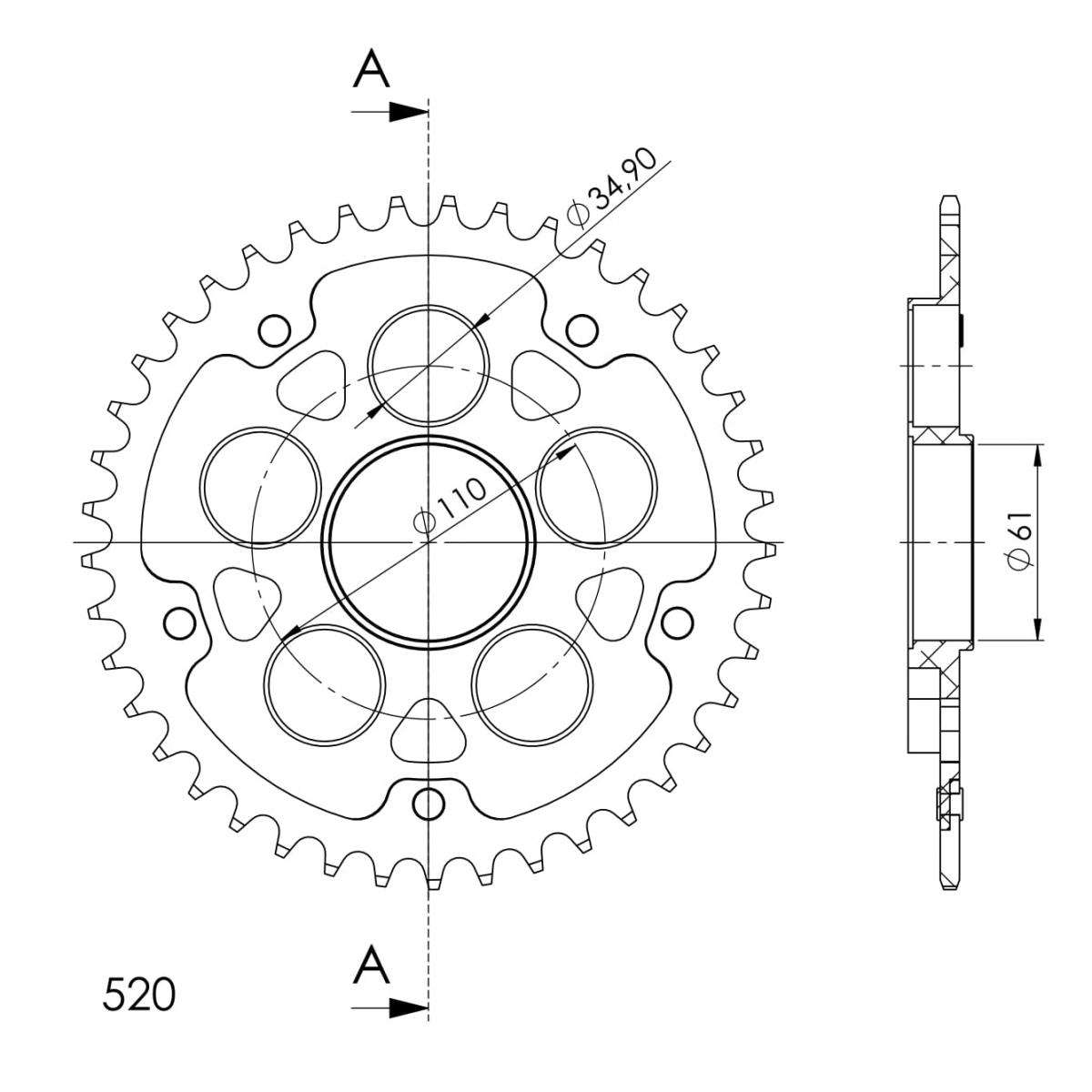 SUPERSPROX STEALTH REAR SPROCKET RST-615:41-BLK