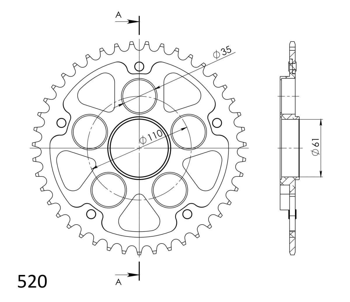 SUPERSPROX STEALTH REAR SPROCKET RST-615:43-BLK