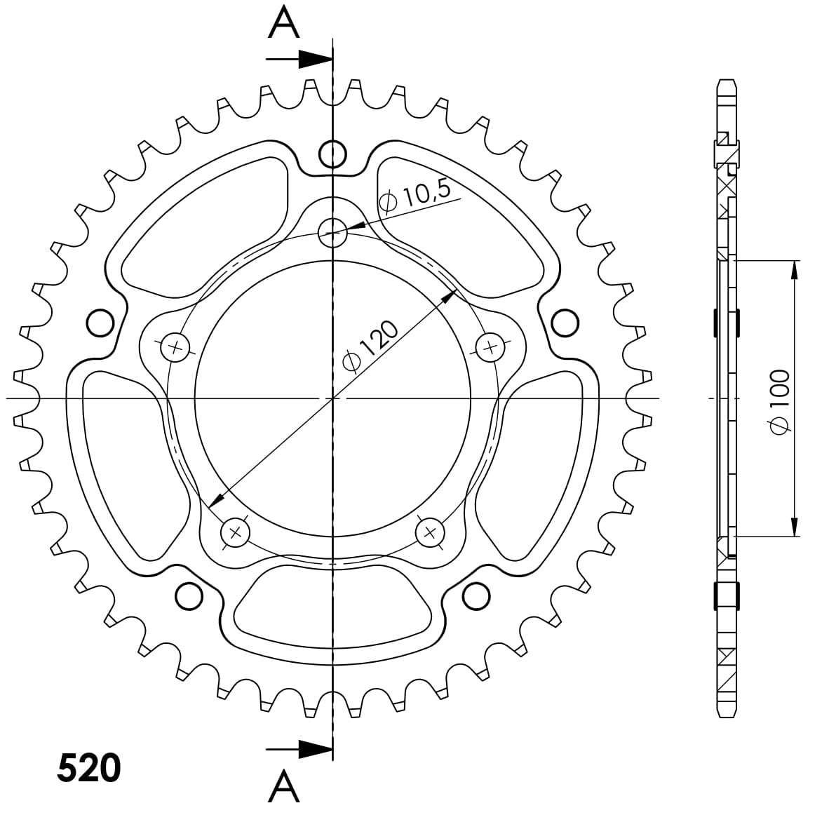 SUPERSPROX STEALTH REAR SPROCKET RST-7025:44-BLK