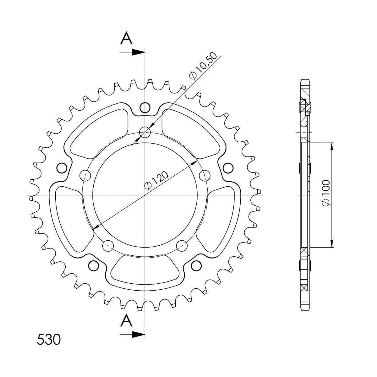 SUPERSPROX STEALTH REAR SPROCKET RST-704:42-GLD