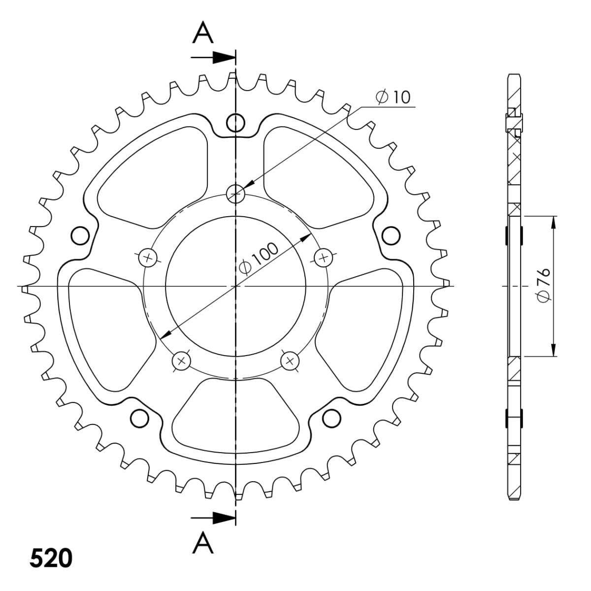 SUPERSPROX STEALTH REAR SPROCKET RST-7072:44-GLD
