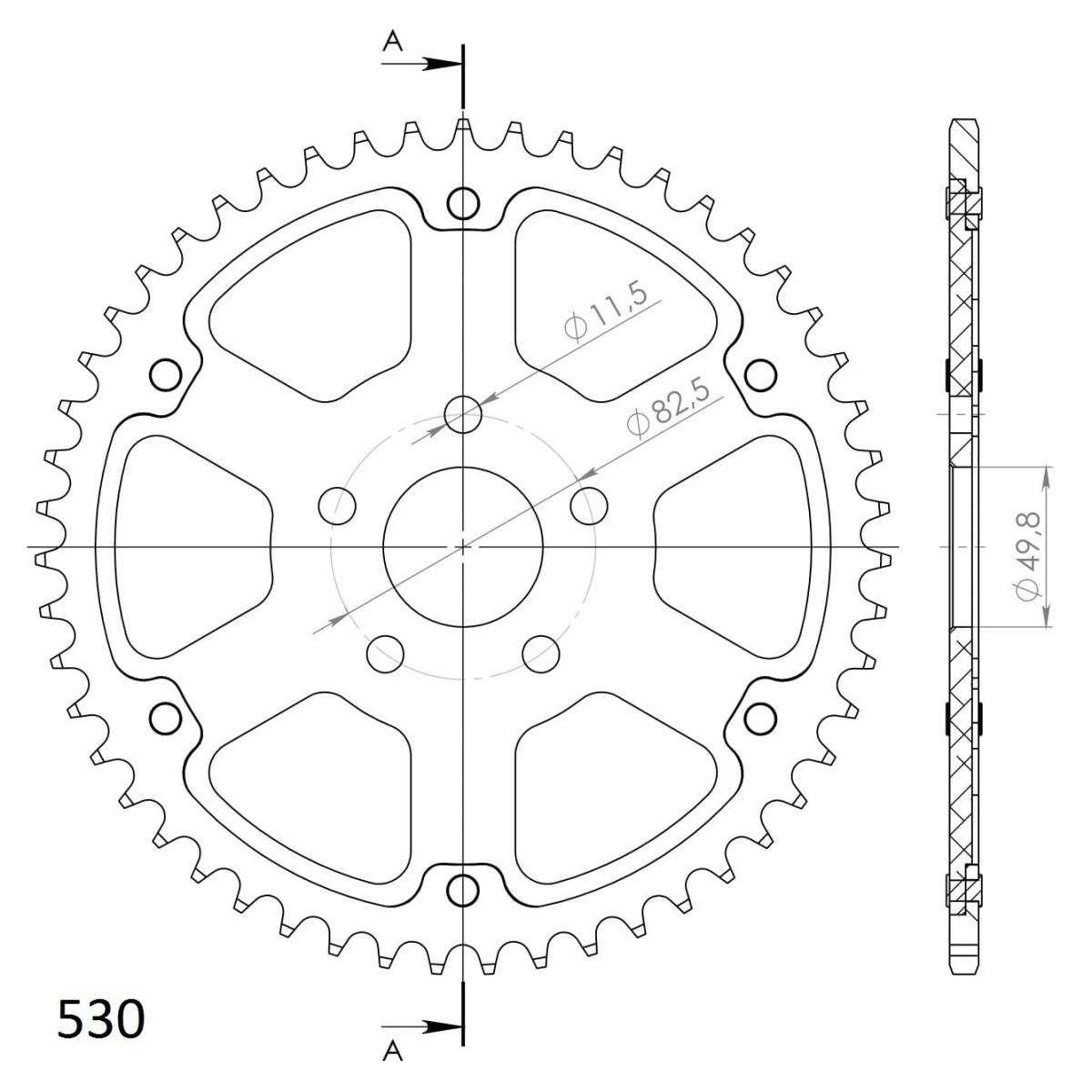 SUPERSPROX STEALTH REAR SPROCKET RST-7080:50-SLV