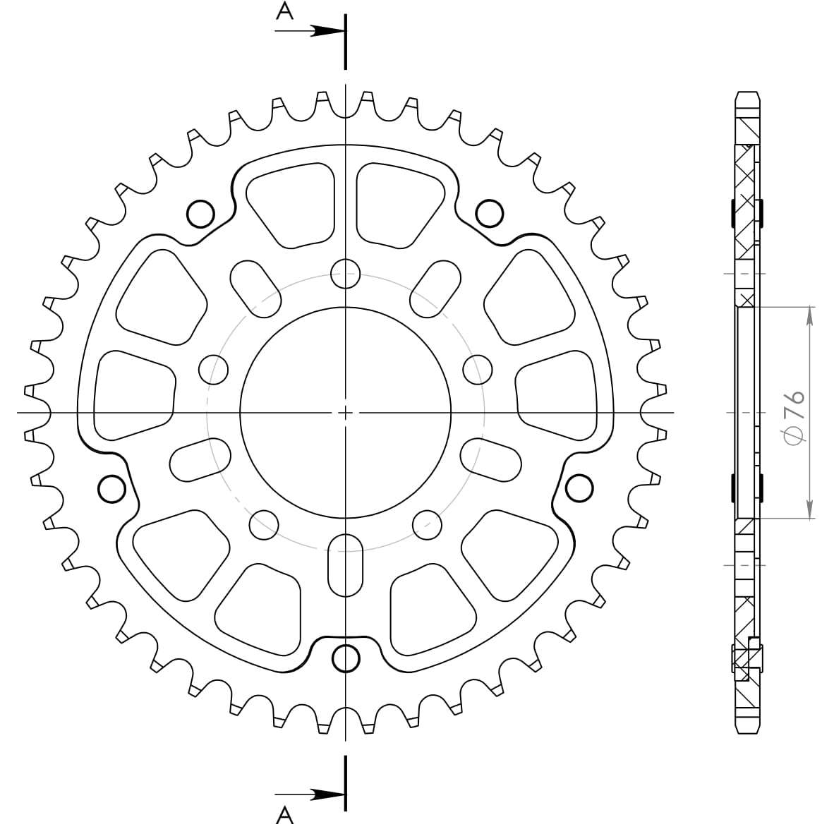 SUPERSPROX STEALTH REAR SPROCKET RST-7090:43-BLK